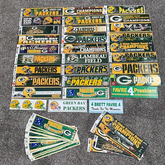 Lot of 54 Green Bay Packers NFL Bumper Stickers Vintage and New